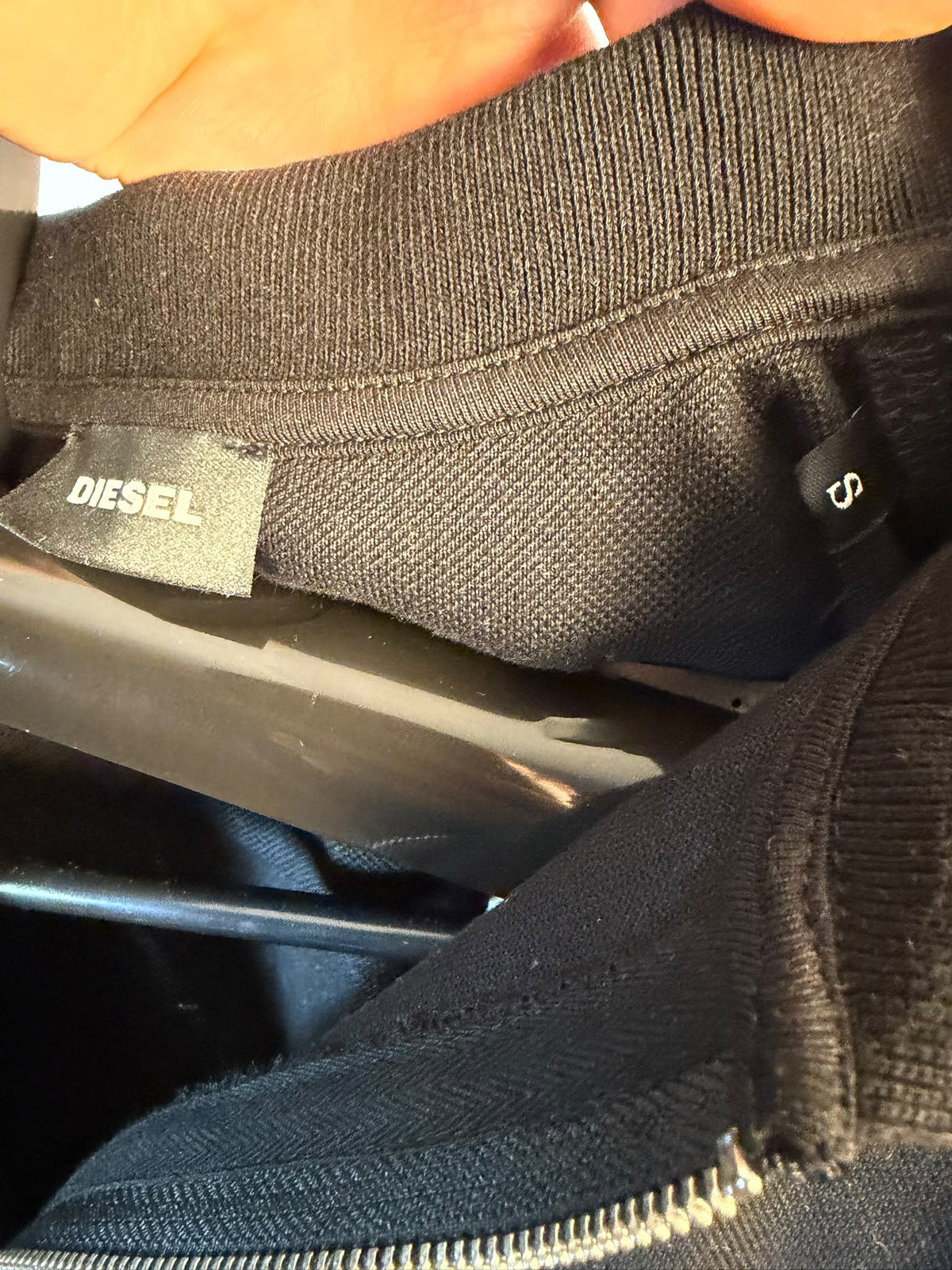 black Diesel zip up polo shirt