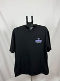 black adidas 4.0 Stretch Logo Short-Sleeve Tee featuring a collegiate purple trefoil logo(S)