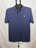 blue Lacoste short-sleeve polo shirt featuring a classic collar (L)