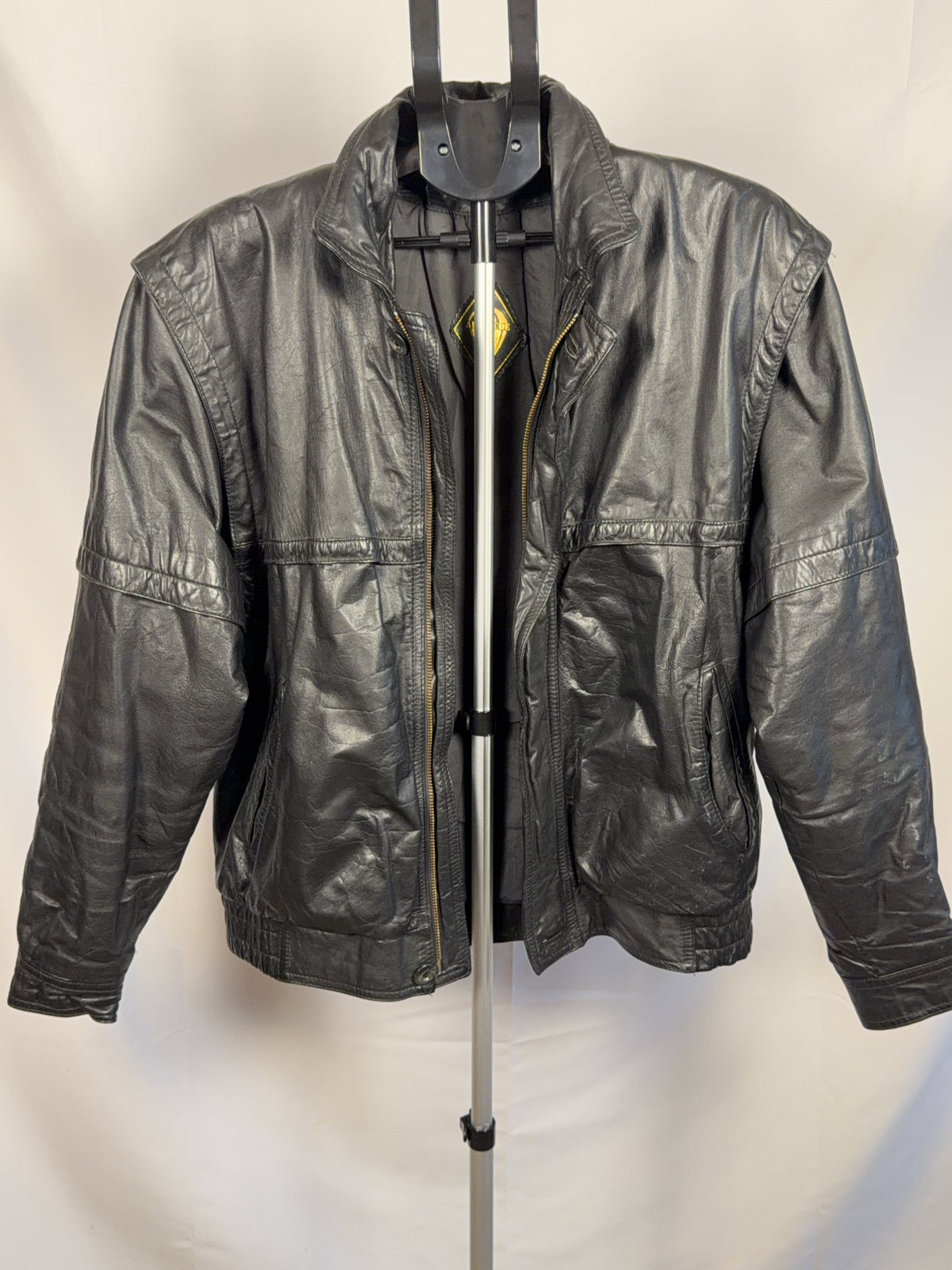 vintage Black Leather Jacket L