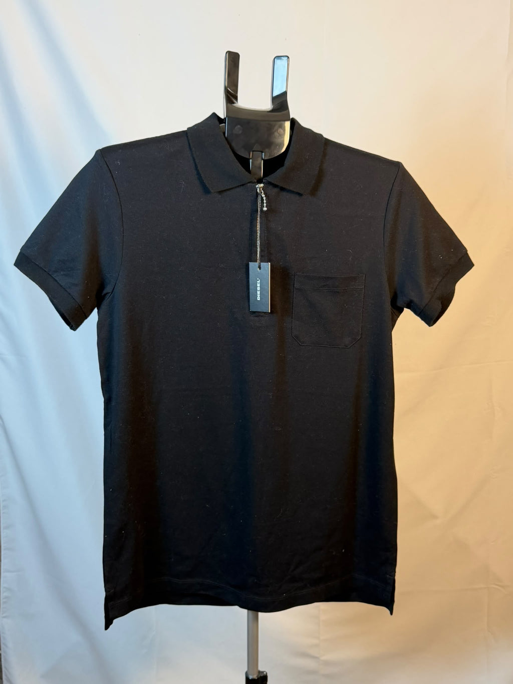 black Diesel zip up polo shirt